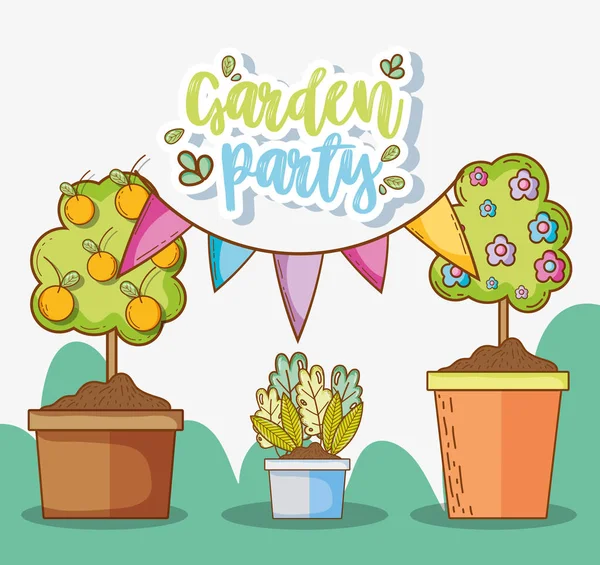 Tarjeta de fiesta jardín — Vector de stock