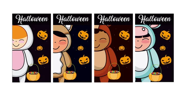Conjunto de tarjetas de Halloween — Vector de stock