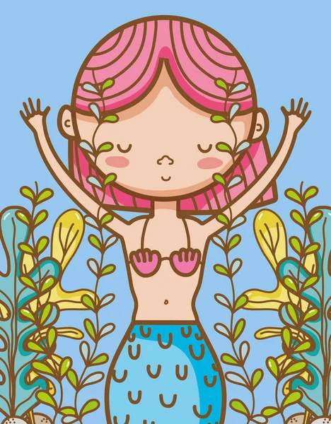 Pequeña sirena arte de dibujos animados — Vector de stock