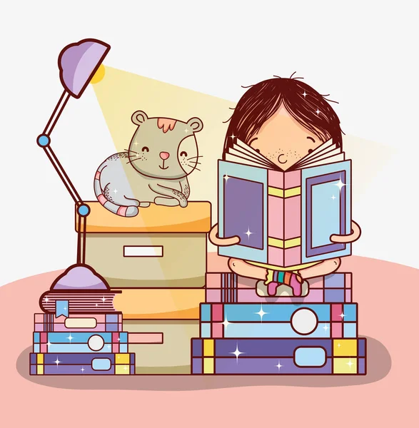 Girl with books cartoons