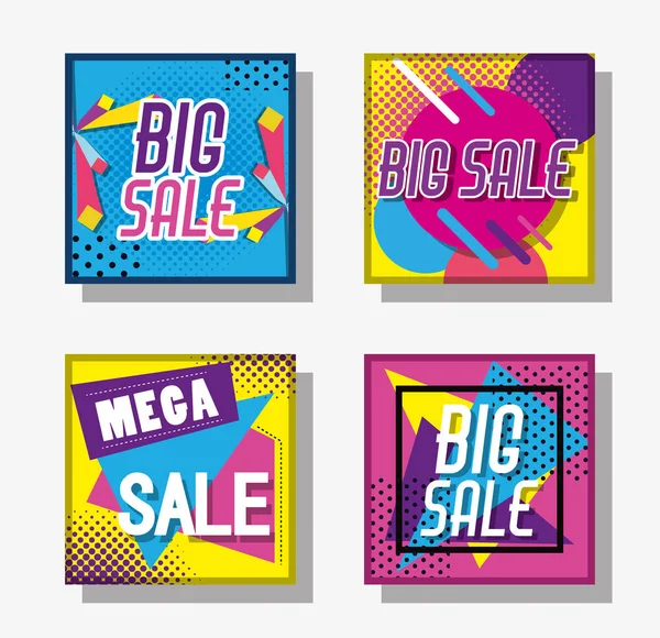 Set of big sale shopping poster — Stock Vector