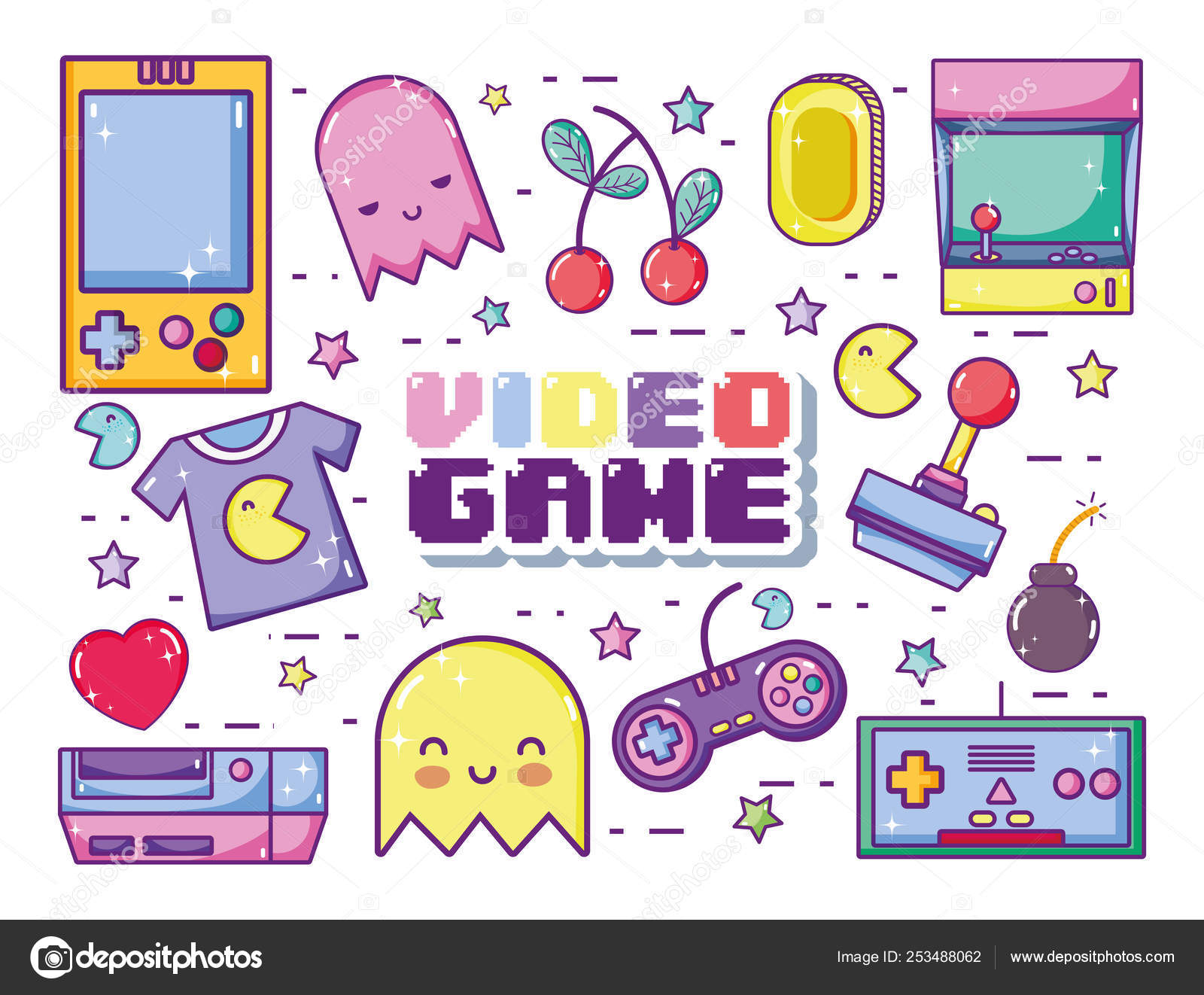 Retro vídeo game desenhos animados vetor(es) de stock de ©stockgiu 268836998
