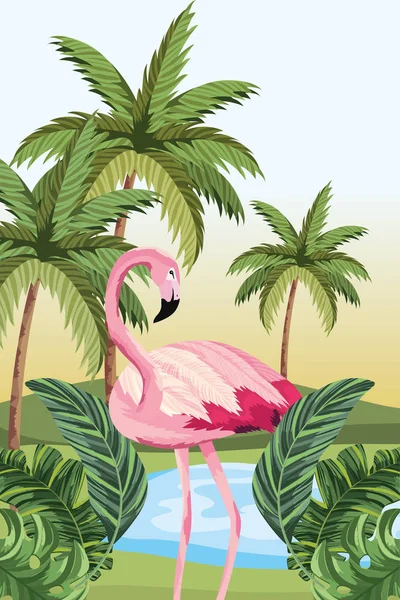 Karikatur eines tropischen Flamingos — Stockvektor