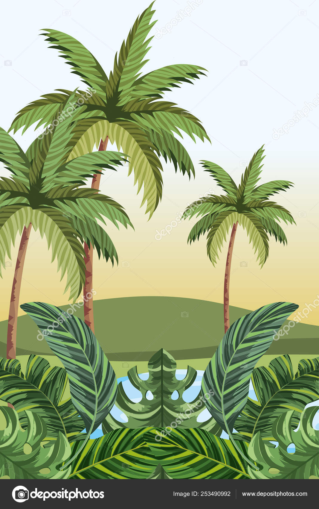 Dibujos animados selva tropical Vector de stock #253490992 de ©stockgiu, image size:1067x1700