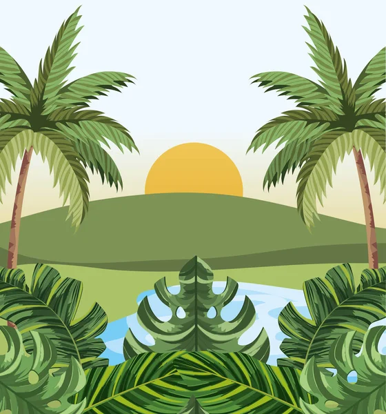 Dibujos animados selva tropical — Vector de stock