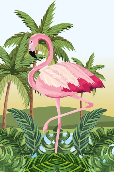 Tropikalne kreskówka flamingo — Wektor stockowy