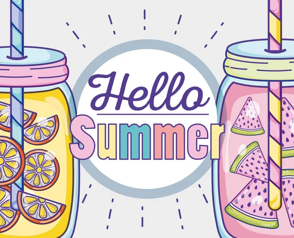 Hallo zomer cartoons — Stockvector