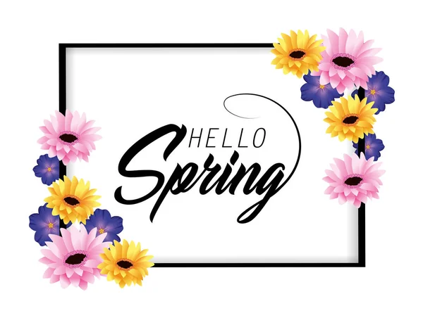 Tarjeta de primavera con flores de la naturaleza plantas — Vector de stock