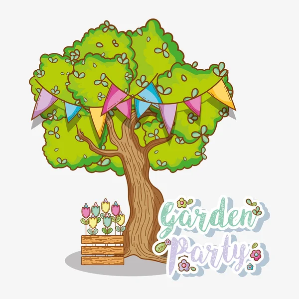 Jardín fiesta dibujos animados — Vector de stock