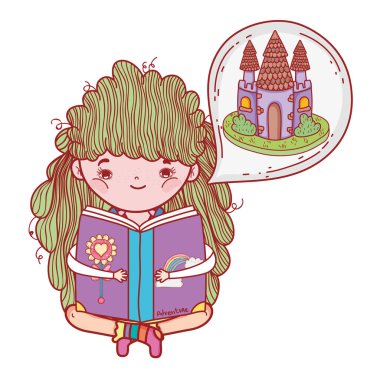 kız rüya balonu kalede ile kitap okuma