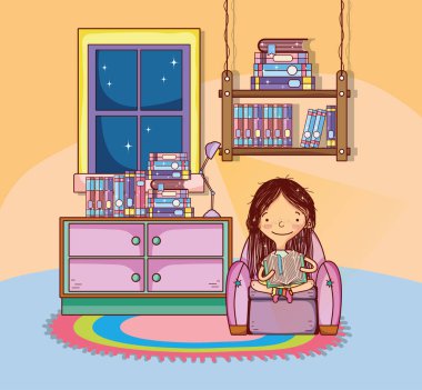 Kitap karikatürler kızla