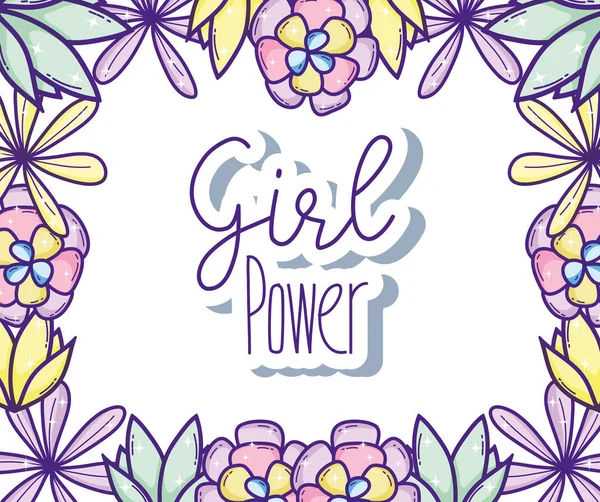 Girl power kartun lucu - Stok Vektor