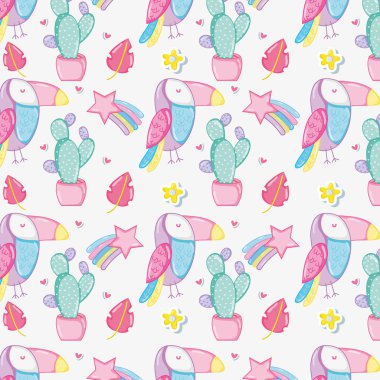 Punchy pastel sevimli hayvanlar arka plan deseni