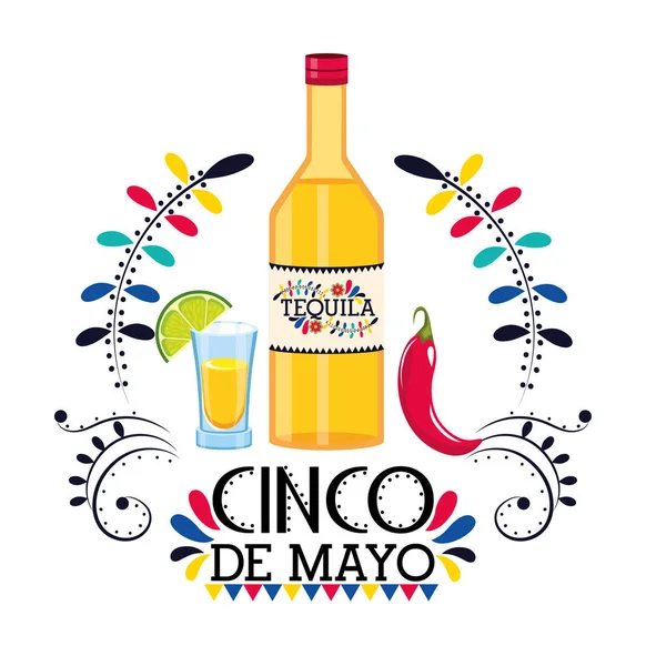 Tequila con peperoncino all'evento messicano — Vettoriale Stock