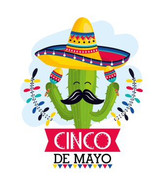 kaktüs bitki şapka ve Meksika olaya marakas