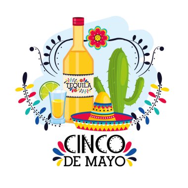 tekila için geleneksel Meksika olay şapka ile