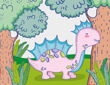 Corythosaurus yaban hayatı hayvanla ağaçlar ve bitkiler