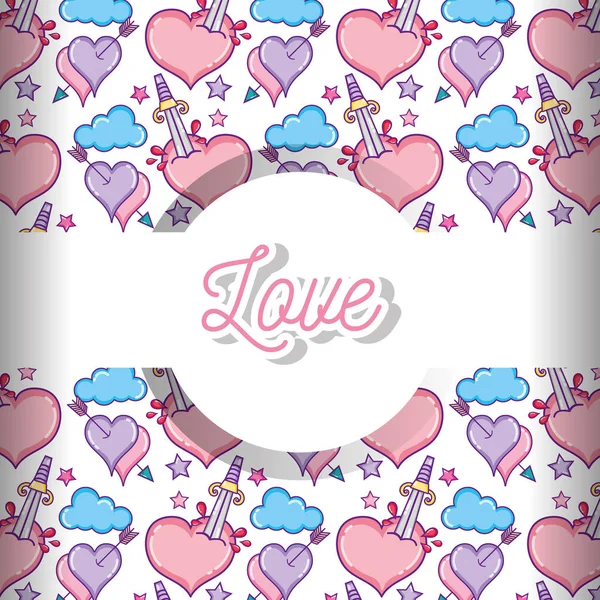 Liebe und Herzen Muster Hintergrund — Stockvektor