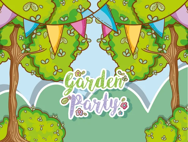 Fête jardin dessins animés — Image vectorielle