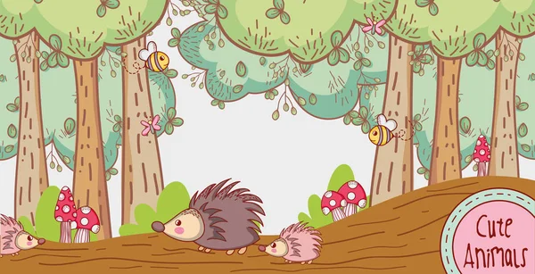 Porcs-épics dans la forêt — Image vectorielle