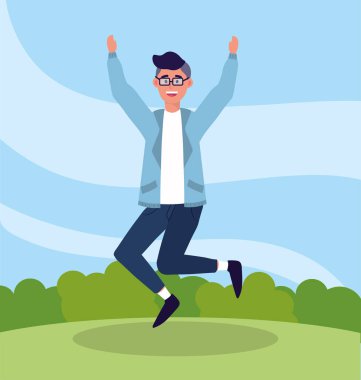 moda adam rahat kıyafetler ile atlama