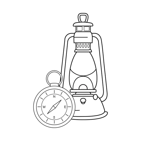 Руководство по компасу с керосиновой лампой — стоковый вектор
