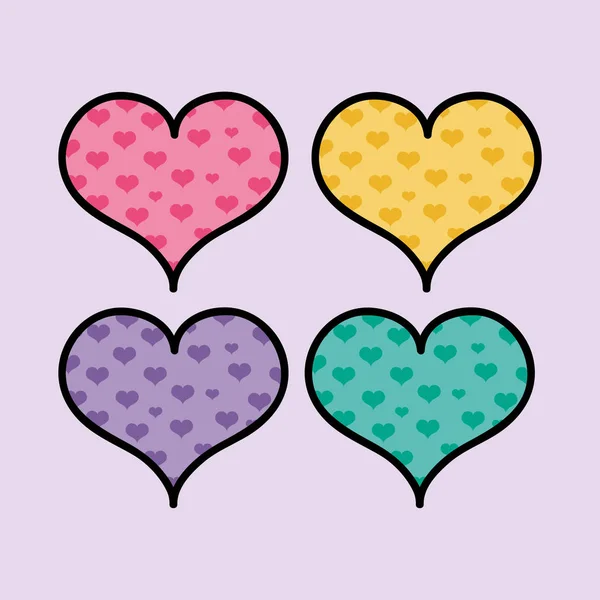 Establecer corazones de color formas de amor símbolo — Vector de stock