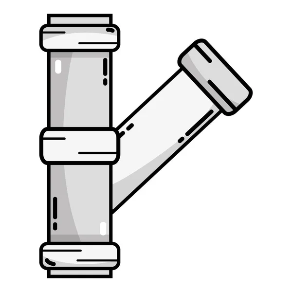 Construcción de equipos de reparación de tubos de plomería a escala de grises — Vector de stock