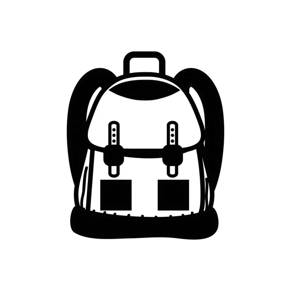 Contorno mochila objeto con bolsillos y cierres de diseño — Vector de stock