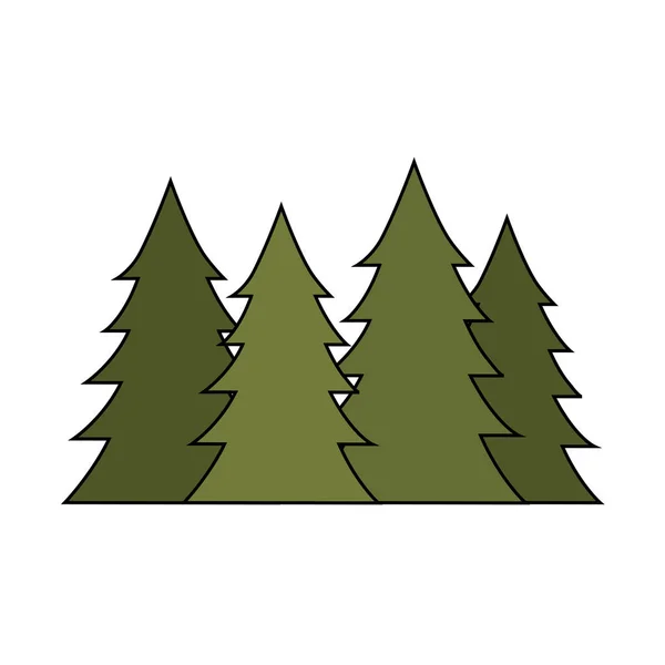 Kiefern Bäume Wald Szene — Stockvektor