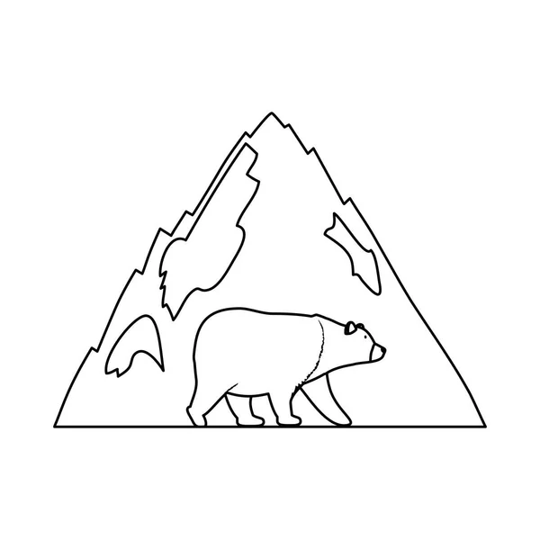 Berge mit Bärengrizzly-Szene — Stockvektor