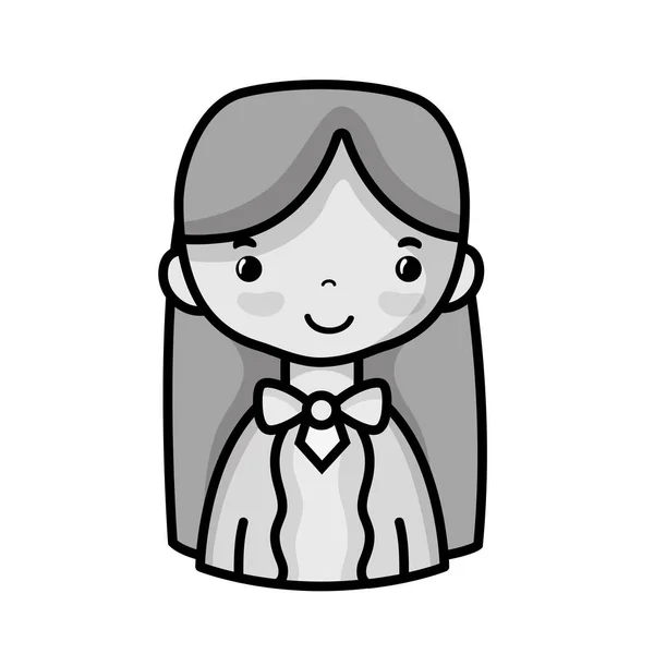 Femme occasionnelle en niveaux de gris avec coiffure et conception de chemisier — Image vectorielle