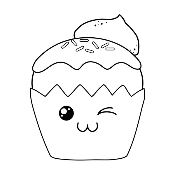 Γλυκά cupcake ζαχαροπλαστικής kawaii χαρακτήρα — Διανυσματικό Αρχείο