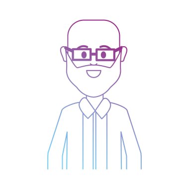 çizgi adam gözlük ve sakal ile kel