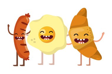 lezzetli kawaii kahvaltı çizgi film
