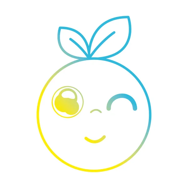 Lijn kawaii schattig gelukkig oranje fruit — Stockvector