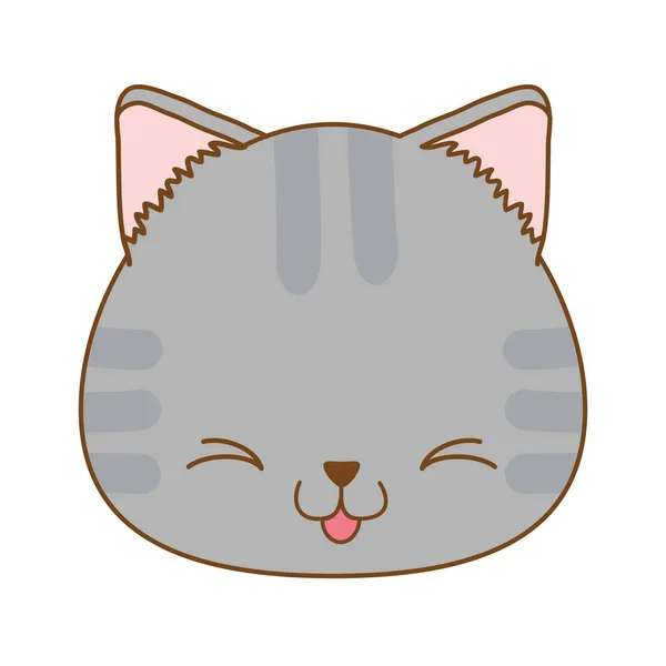 Cute little cat head kawaii character — Stock Vector