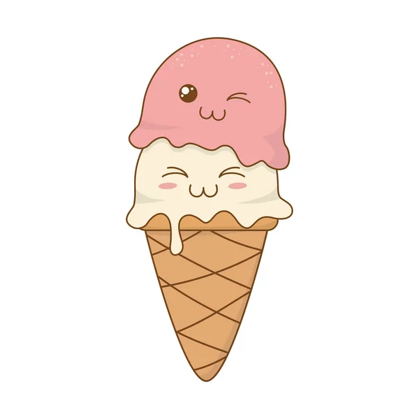 Lahodné zmrzliny kawaii charakter — Stockový vektor