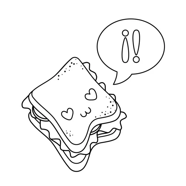 おいしいサンドイッチ可愛い文字 — ストックベクタ