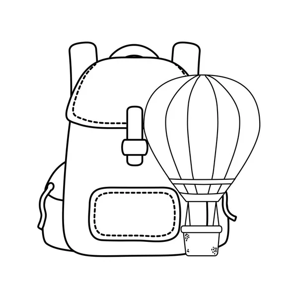 Globo aire caliente vuelo con bolsa de viaje — Vector de stock