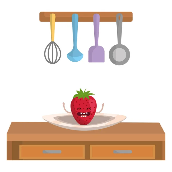 Köstliche leckere Früchte Cartoon — Stockvektor