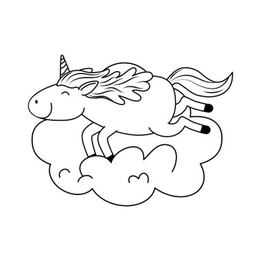 şirin peri masalı tek boynuzlu at bulut içinde dinlenmek