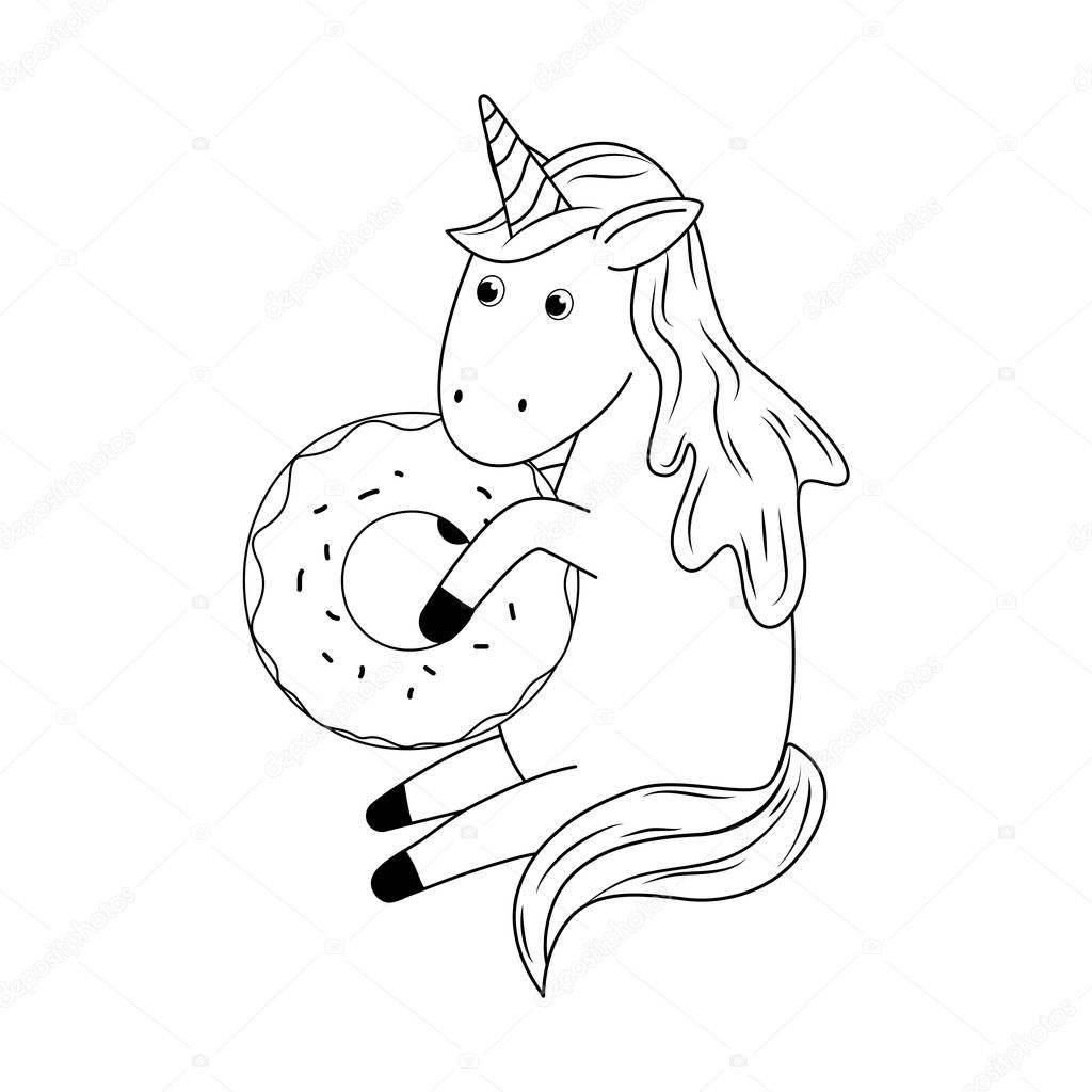 cute fairytale unicorn in donut