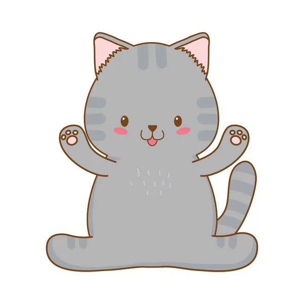 Lindo pequeño gato kawaii carácter — Vector de stock