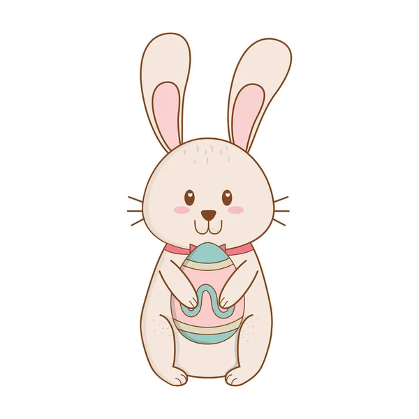 Petit lapin avec oeuf peint caractère de Pâques — Image vectorielle