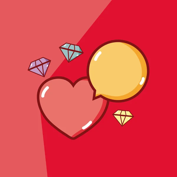 Kalp ve elmas — Stok Vektör