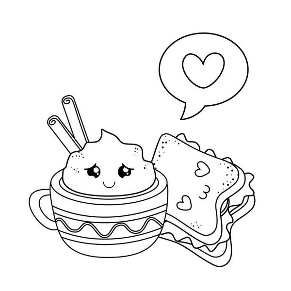 Juego de panadería comida kawaii caracteres — Vector de stock