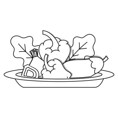 biber ve patlıcan ot baharat ile satır organik salata