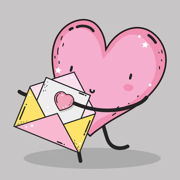 Сердце с любовной карточкой на День Святого Валентина — стоковый вектор