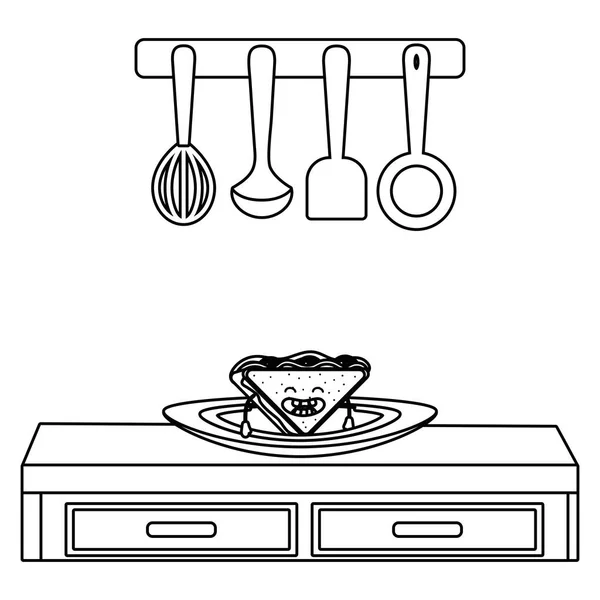 Heerlijke smakelijke sandwich cartoon — Stockvector